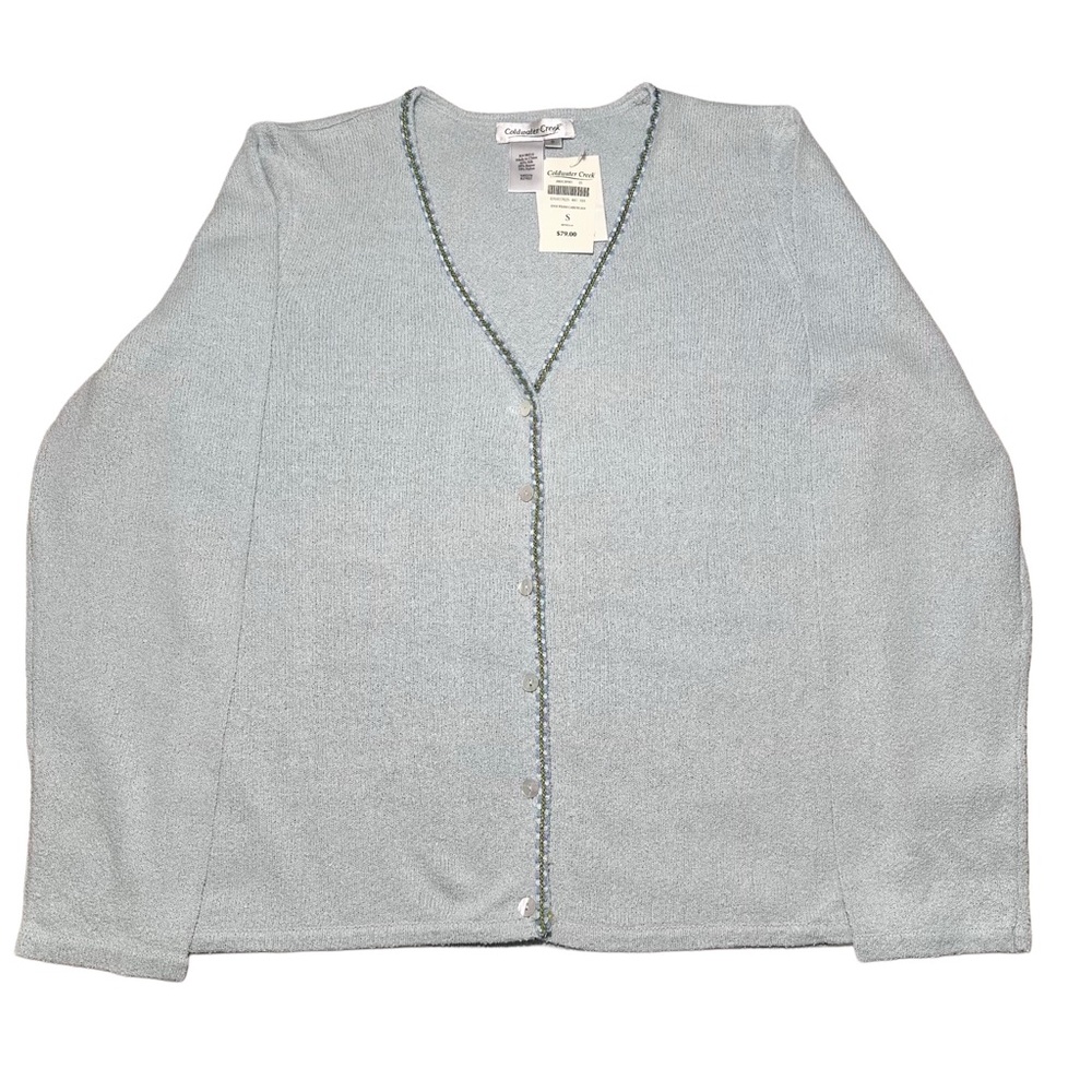 Y2K vintage NWT light blue gray women's button-down cardigan by Coldwater Creek